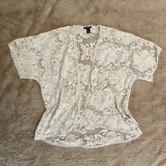Forever 21 lace short sleeve cardigan - Picture 1 of 9